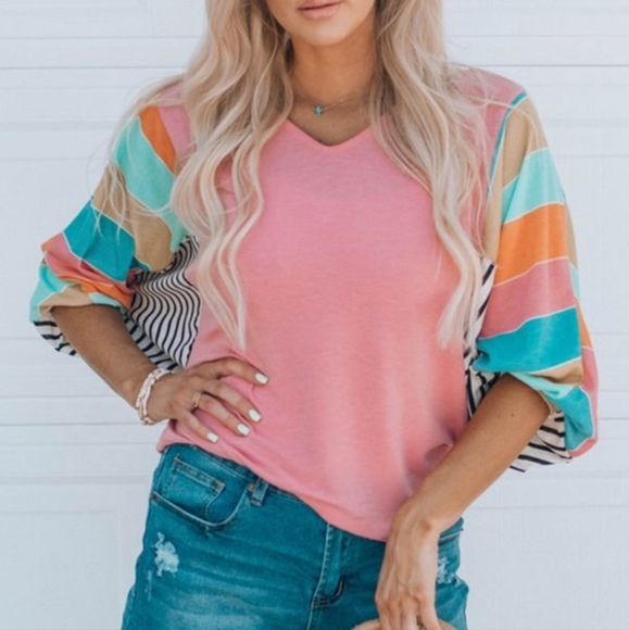 Summer ☀️  is coming🌼 Trendy colorblock striped top - Picture 4 of 6